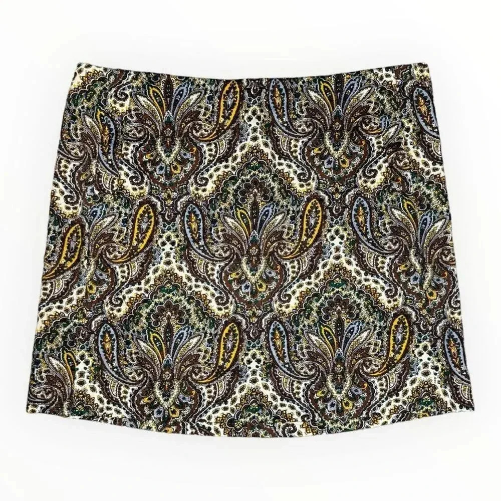 J. Crew Women’s Size 6 Paisley Cotton Stretch‎ Colorful Mini Skirt